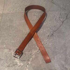 Brown Leather Belt with gold Buckle small or medium